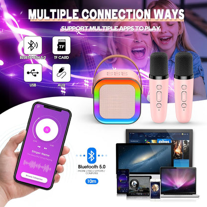 Karaoke Machine 2 Microphones, Birthday Gifts for Girls Toys Age 3-15 Year Old Girls Gifts Kids Microphone Toys for 3-12 Year Old Girls Birthday Presents Microphone for Kids Toys